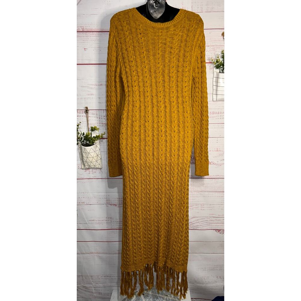 Ggio Golden Brown Knit Maxi Dress Size Small - Picture 3 of 6